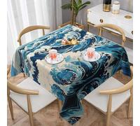 ZQYTGFDC Ukiyo-e style waves54 x54 Square Tablecloth 137 * 137cm - Decorative Wipeable Table Cover with, Table, Kitchen & Party Decor