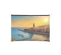 ZQYTGFDC Unicorn Fairy Tale Women Zipper 8.9 x 6.5Inches Small Toiletry Organizer for Valentine's Day Friend Girlfriend Gifts, Sunset In Barcelona, One Size