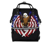 ZQYTGFDC USA Flag Patriotic Eagle Canvas bag with large capacity and multiple pockets, suitable for mother, baby and travel