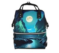 ZQYTGFDC Water Moon Cave Canvas bag with large capacity and multiple pockets, suitable for mother, baby and travel