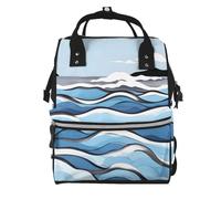 ZQYTGFDC Waves lapping at the rocks Canvas bag with large capacity and multiple pockets, suitable for mother, baby and travel