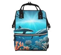 ZQYTGFDC Whales under the sea Canvas bag with large capacity and multiple pockets, suitable for mother, baby and travel