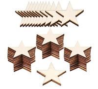 ZQYYQZ 100 Pieces 2 Inch Wooden Stars Shape Unfinished Wood Stars Pieces, Blank Wooden Star Cutouts for Christmas Crafts and Party Ornaments Decoration Painting