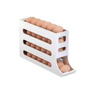 ZR Solutions 4-Tier Automatic Rolling Dispenser for Refrigerator Space Saving Holder Tray, Stores 28 Eggs, Durable Organizer for Kitchen Counter & Pantry Storage (White)