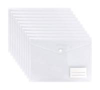 ZR Solutions A4 Clear Plastic Wallets with Popper Button & Label Pocket, Transparent Document File Folders, Waterproof Plastic Envelope Wallets for Office, School & Home Storage (20)