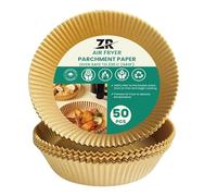 ZR SOLUTIONS Air Fryer Disposable Paper Liner, Non-Stick Disposable Baking Paper for Air Fryer Oil-Proof, Water-Proof, Food Grade Parchment for Baking Roasting Microwave (50)