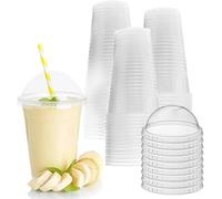ZR Solutions Clear Plastic Smoothie Cups with Dome Lids, 500ml (16oz), 98mm, PET Material, Pack of 100