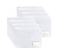 ZR Solutions Clear Plastic Wallets A4, 10 Pack Document Folders with Label Pocket & Snap Button Closure, Popper Files for School, Office, Homework & Travel Organisation
