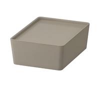 ZR Solutions KUGGIS Storage Box with Lid Dark Grey/Beige Durable Plastic Container, Suitable for Desk Organizer, Drawer, Bathroom, Wardrobe, Office Supply 18×26×8 cm
