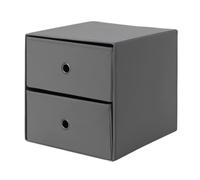 ZR SOLUTIONS Mini Chest of Drawers 2 Drawer Fabric Storage Box Dark Grey | Foldable Desk Organiser & Shelf Insert for Bedroom & Office