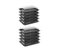ZR Solutions Rectangle Sandwich, Cake & Food Platter Trays with Lids Large Black Plastic Buffet Serving Platters for Catering, Parties & Takeout (10)