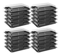 ZR Solutions Sandwich Platter Trays with Lids - Large Black Rectangular Plastic Serving Platter for Meal Prep, Catering & Takeout - Buffet Trays with Lids, Platters for Food Serving, Party Food 20pcs