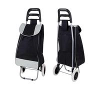 ZR Solutions Shopping Trolley Bag on Wheels Black - 45L Large Capacity Foldable Shopping Cart with 6 Wheels, Waterproof Oxford Cloth Trolley for Groceries Laundry Market Stairs Climbing