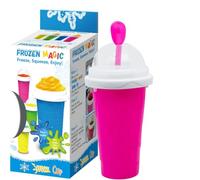ZR Solutions Slushy Maker Cup 15.8oz | Magic Slushy Squeeze Cup for Frozen Smoothies, Milkshakes & Ice Cream | Double Layer Silicone DIY Slushie Maker for Kids & Family (Pink)