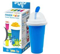 ZR Solutions Slushy Maker Cup 15.8oz | Magic Slushy Squeeze Cup for Frozen Smoothies, Milkshakes & Ice Cream | Double Layer Silicone DIY Slushie Maker for Kids & Family (Bule)
