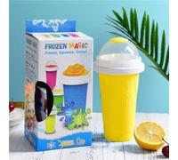 ZR Solutions Slushy Maker Cup 15.8oz | Magic Slushy Squeeze Cup for Frozen Smoothies, Milkshakes & Ice Cream | Double Layer Silicone DIY Slushie Maker for Kids & Family (Yellow)