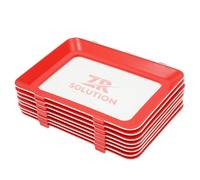ZR SOLUTIONS Vacuum Fresh Red Storage Tray - Reusable Food Preservation Trays with Elastic Lid, Stackable & Airtight Containers for Meat, Fish, Vegetables & Fruits (8)