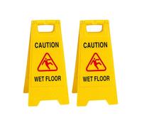 ZR Solutions Wet Floor Signs Pack of 2, Heavy Duty Foldable Warning Signs, Yellow Caution Slippery Floor Signs for Cleaning, Restaurant, Office, School, Shop, Hotel & Restroom