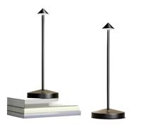 ZR98US 11.8" Portable Touch LED Table Lamp 2-Pack, Rechargeable, 3-Color Stepless Dimming, Dining Bedroom, Suitable for Living Room, Dormitory, Office,(Black)
