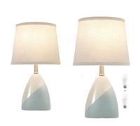 ZR98US 19" Ceramic Table Lamp Bedroom Rocker with LED, Blue and White 2-Pack Suitable for Living Room, Dormitory, Office,