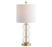 ZR98US 21" Elegant Glass/Metal Table Lamp, Suitable for Bedroom, Office, Living Room, Dormitory (Clear/Brass Gold)