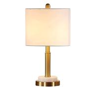 ZR98US Bedside Brass Metal Tube Lamp White Drum Shade Decor Luxury Marble Base Night Light Table Lamps for Living Room (Size * 46cm)