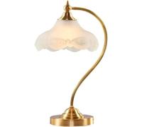 ZR98US Bedside Metal Shape Glass Lampshade Push Button Desk Light Nightstand Lamp Table Lamps for Living Room