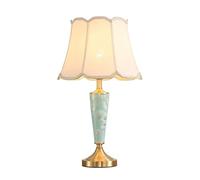 ZR98US Bedside Octagonal Fabric Lampshade Bedroom Lights American Ceramic Copper Nightstand Desk Lamp Table Lamps for Living Room Size Push Button Switch