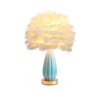 ZR98US Ceramic Goose Feather Bedside Lamp with Elegant Linen Shade - Versatile for Any Space (Pink)