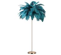 ZR98US Fluffy Ostrich Feather Floor Lamp with Gold Body in for Living Room, Bedroom and Office (Light Purple)
