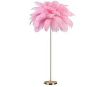ZR98US Fluffy Ostrich Feather Floor Lamp with Gold Body in for Living Room, Bedroom and Office (Light Purple)