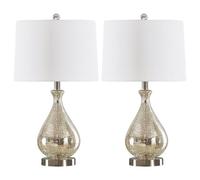 ZR98US Handcrafted Mercury Glass Lamp Set - Elegant and Stylish for Bedroom, Living Room & Dormitory Office