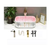 ZR98US Handmade Ceramic Rectangular Toilet Basin with Faucet and Drain (Rectangle 50 * 40 * 13CM)