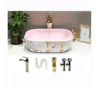 ZR98US Handmade Ceramic Rectangular Toilet Basin with Faucet and Drain (Rectangle 50 * 40 * 13CM)