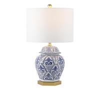 ZR98US Handmade Ceramic Table Lamp with Blue/White Damask for Bedroom & Living Room