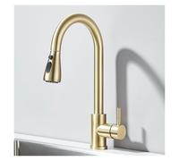 ZR98US Pull-Out Two-Way Sprayer Single Handle Mixing Faucet 360 Degree Rotation hot and Cold Water(Gold)