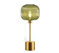 ZR98US Retro Green Table Lamp, Brushed Gold Base, Wired Touch Dimmable, Suitable for Bedroom and Living Room
