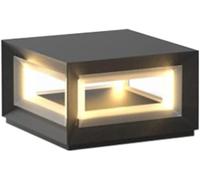 ZR98US Square Waterproof Black Post Lights Outdoor Pillar Light Hard Wired Column Lantern Stainless Steel Exterior Patio Deck Fence Cap, Chandelier