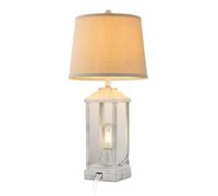 ZR98US Touch Table Lamp with USB Port, Dimmable by Three Ways, Two Included, Suitable for Bedroom and Home Office (White)