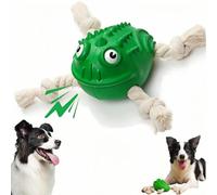 Zrbtk Indestructible Robust Rubber & Cotton Toad Dog Toy for Aggressive Chewers, Toad Shape Unbreakable Interactive Dog Chew Toys, Chew-Resistant Toad Squeaky Dog Toy for Teeth Cleaning