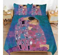 ZRCLXLVU Gustav klimts the kiss Everyday Sleep Fit Closure Smooth Surface Texture Duvet Cover Sets Family Use