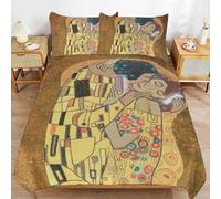 ZRCLXLVU Gustav klimts the kiss Quick Clean Structure Long Wear Fit Minimal Surface Duvet Cover Sets Practical Bedding