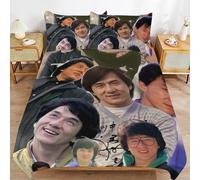 ZRCLXLVU Jackie chan Daily Routine Sleep Ready Fabric Soft Layer Long Lasting Thread Duvet Cover Sets Essentials