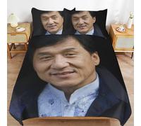 ZRCLXLVU Jackie chan Long Lasting Comfort Durable Weave Smooth Touch Zipper Duvet Cover Sets for Bedroom Upgrade