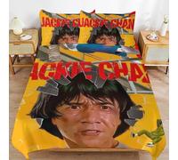 ZRCLXLVU Jackie chan Smooth Fabric Durable Zipper Comfortable Texture Machine Washable Duvet Cover Sets for Bed