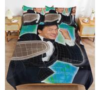 ZRCLXLVU Jackie chan Weave Breathable Surface Soft Finish Durable Zipper Duvet Cover Sets for Comfort Sleep