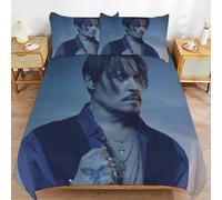 ZRCLXLVU Johnny Depp Daily Use Comfort Enhanced Weave Gentle Texture Bedding Essentials Duvet Cover Sets Solution