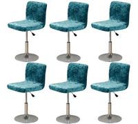 ZRCYXDW Bar Stool Covers, Crushed Velvet Swivel Bar Stool Chair Covers Soft Stretch Pub Counter Stool Covers Non Slip Stool Cover For Swivel Barstool Chair Seat-blue-6 pack