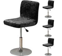 ZRCYXDW Bar Stool Covers, Crushed Velvet Swivel Bar Stool Chair Covers Soft Stretch Pub Counter Stool Covers Non Slip Stool Cover For Swivel Barstool Chair Seat-black-4 pack