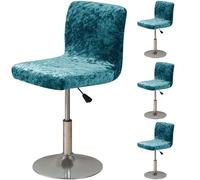 ZRCYXDW Bar Stool Covers, Crushed Velvet Swivel Bar Stool Chair Covers Soft Stretch Pub Counter Stool Covers Non Slip Stool Cover For Swivel Barstool Chair Seat-blue-4 pack